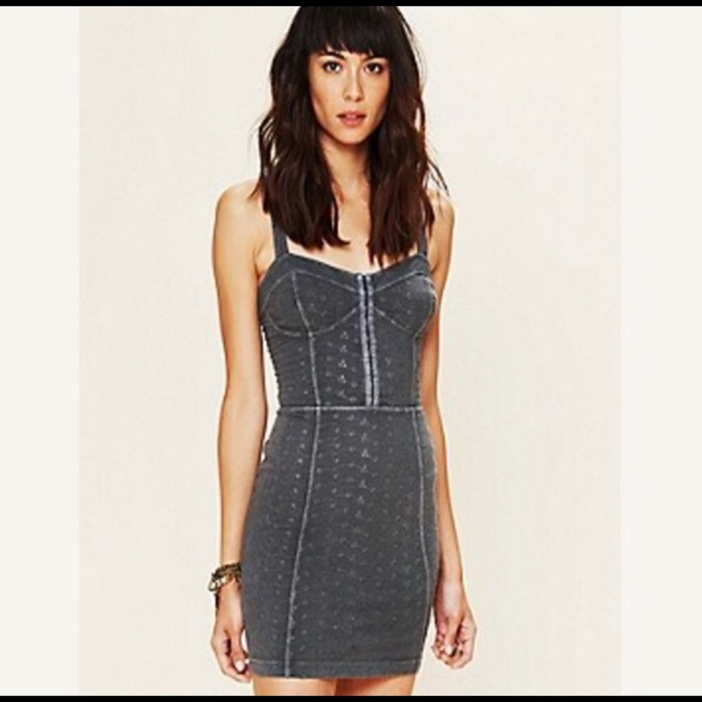Free People 90’s Knit Eyelet Hook&Eye Corset Dress